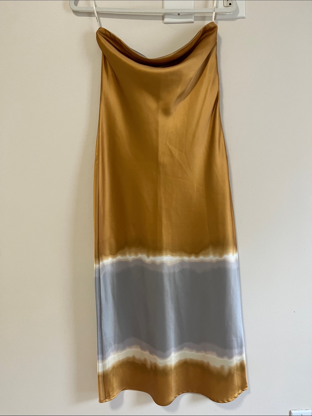 Forever 21 Mustard and Gray Satin Cowl Midi Skirt